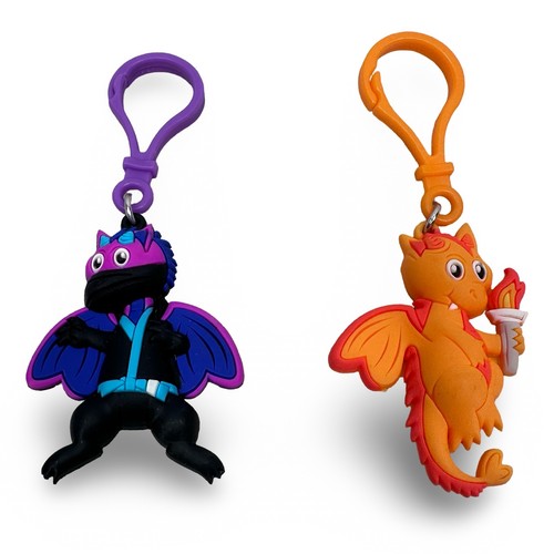 American Heart Association Dragon Keychain Set Ninja and Torch Charms 2pc