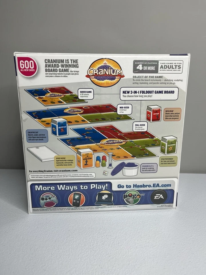 Cranium 3 In 1 Board Game Adult 600 New Cards 2012 NEW SEALED In Box - Image 2 of 4