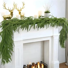9 FT Real Touch Norfolk Pine Garland Green For Holiday Fireplace Decor