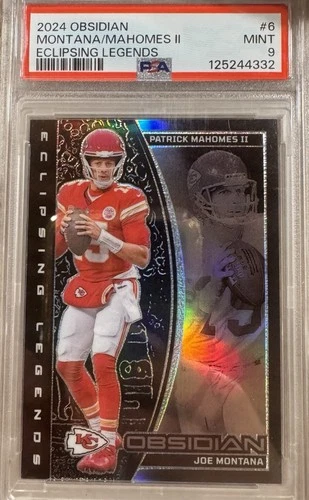 2024 Panini Obsidian #6 Patrick Mahomes Joe Montana Eclipsing Legends PSA 9