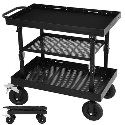 2-Tier Foldable Camera Cart Production Cart+300KG Load Capacity for Film Video