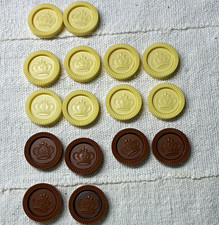 Whitman Replacement Checkers Board Game Plastic Tokens Cream & Brown 16