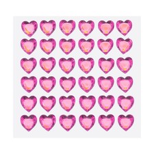 144 Pcs Heart Rhinestone 10mm Self Adhesive Gems Stickers Dark Pink