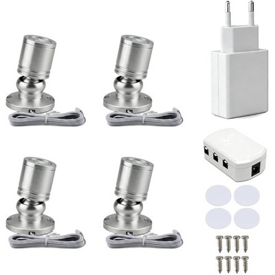 LED Spotlights, Mini-LED, Adjustable, 4 Pack, Warm White, Aluminum