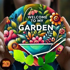 Rustic Floral Metal Sign Welcome To My Garden Gardener Home Wall Art Decoration