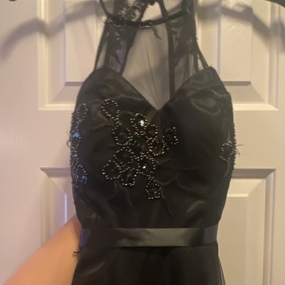 B. Darlin Girls Black Beaded Floral Tulle Fit & Flare Formal Dress 3/4