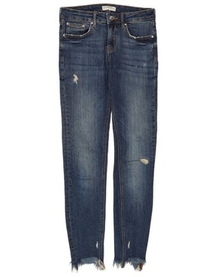 Zara Damen Distressed Skinny Jeans IT 36 XS W26 L29 Blau Baumwolle CW05