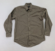 Van Heusen Men's Dress Shirt Size S 14-14.5 Vintage 90s Brown Print Wrinkle Free
