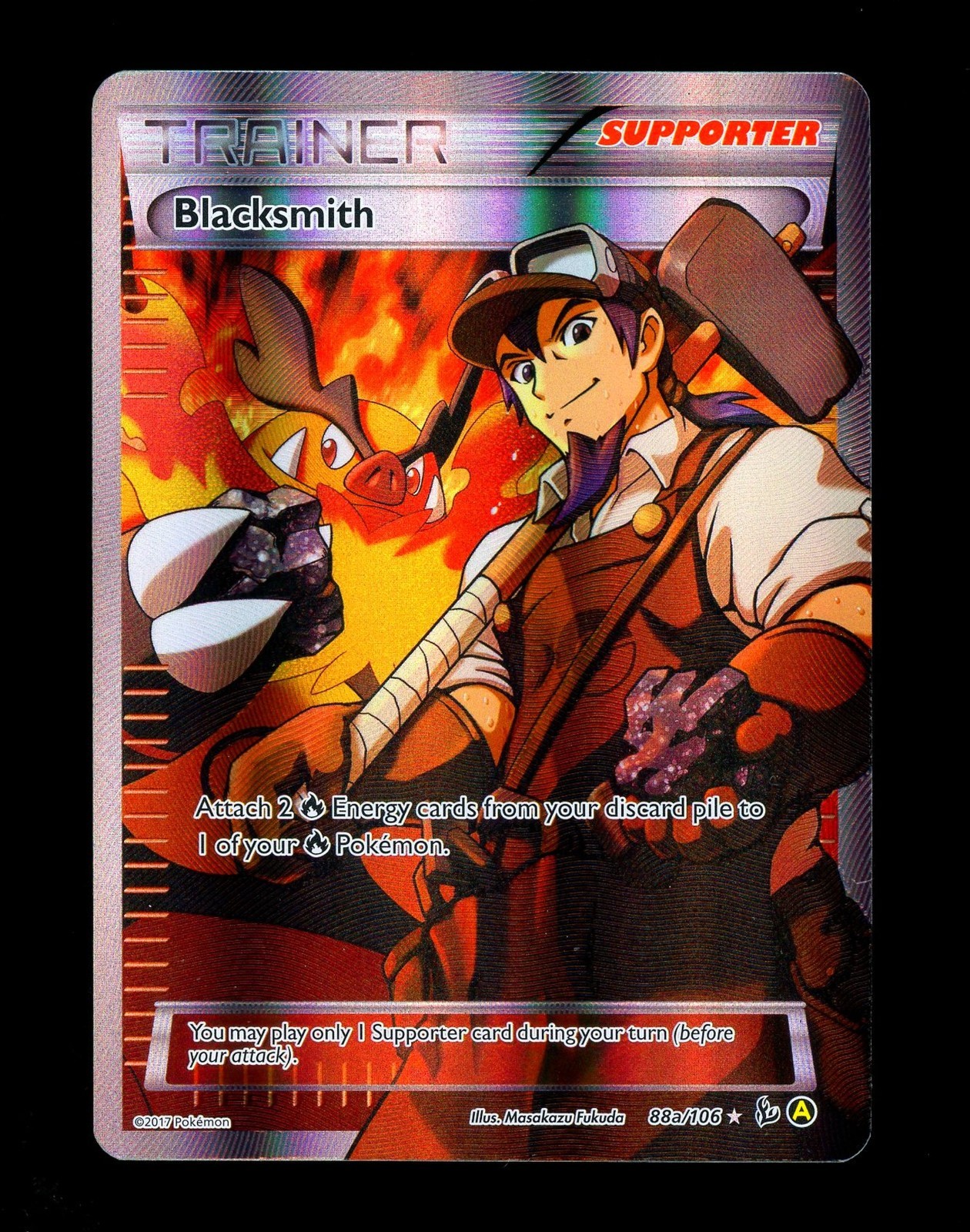 2017 Pokemon BLACKSMITH Flashfire HOLO Trainer Collection Box PROMO Card 88a/106
