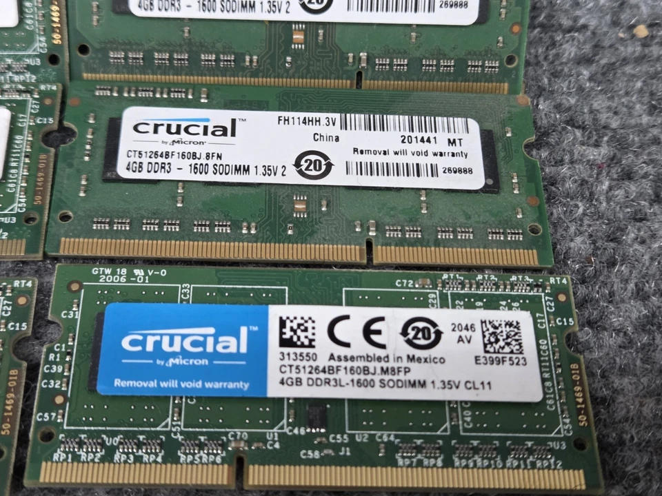 6 Crucial 4GB DDR3-1600MHZ SODIMM LAPTOP RAM  - Image 2 of 2