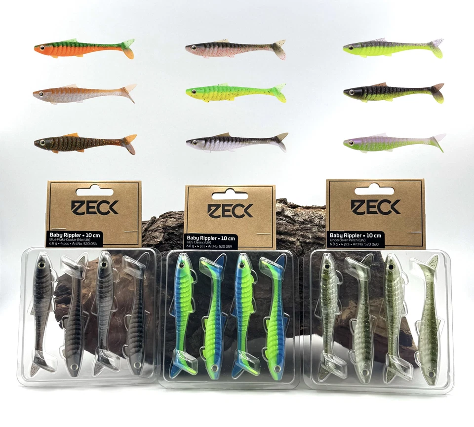 ZECK FISHING Zeck Baby Rippler 10cm 6,8g 4 Stück 12 Farben by Uli Beyer Gummiköder Gummifisch