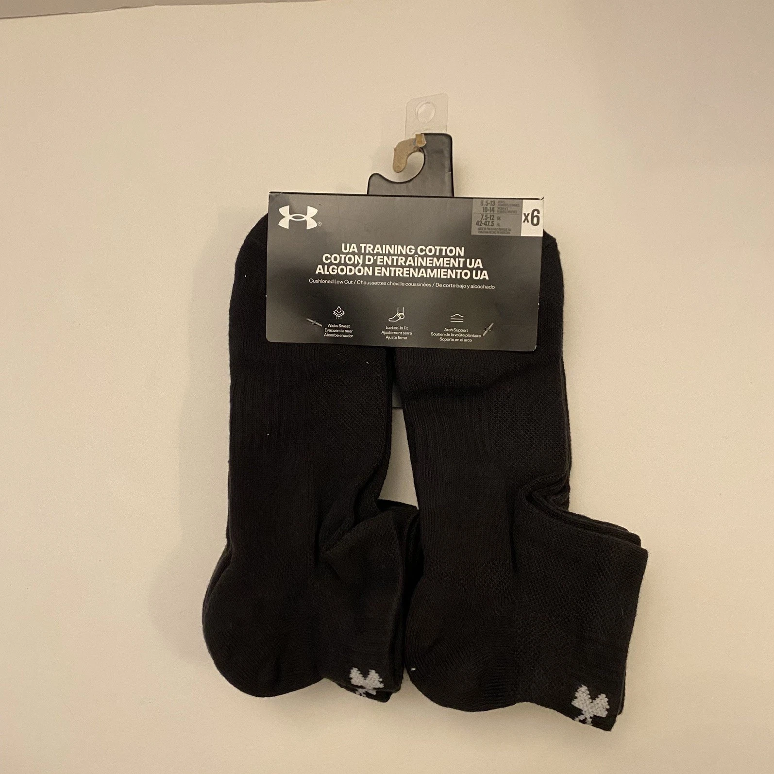 6 Pairs Under Armour UA Performance Tech Mens BLACK Socks LARGE Low Cut
