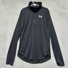 Under Armour 1/4 Zip Youth Size Large L Black Heatgear Loose Shirt