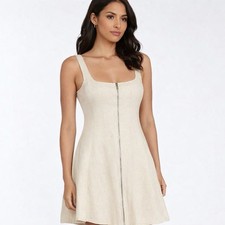 Dissh Beige Linen Dress Size 14 European Summer Minimalist