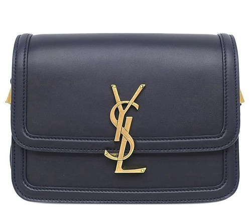 Yves Saint Laurent Solferino Leather Shoulder Bag Navy 634306