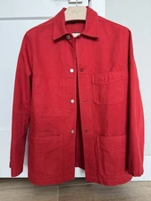Drake’s London Red Cotton Duck Canvas Five-Pocket Chore Jacket Size 38