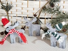 Freestanding Concrete Christmas Deer: Holiday Deer with Knit Scarf and Hat