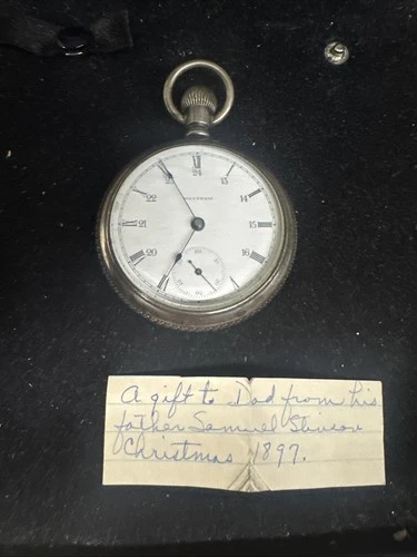 Antique Waltham Pocket Watch Sterling Silver Case Works Good