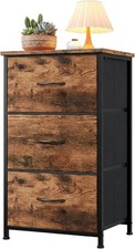 3 Storage Drawer Dresser for Bedroom Wood Grain Dresser with Fabric Storage Bins
