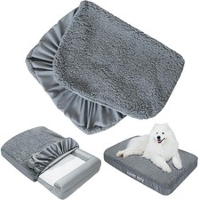 Dog Bed Covers Soft Plush Replacement Washable, Waterproof Pet Bed Liner Grey...