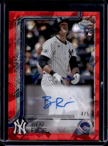2025 Topps Chrome Sapphire Ben Rice Rookie Auto RC Red Refractor #/5 Yankees