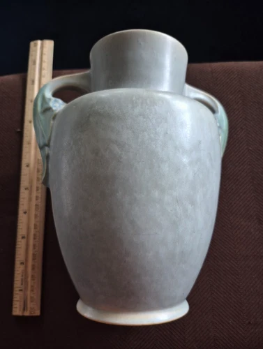 Antique 1920-29 Art Deco Roseville TUSCANY pattern VASE Vintage Pottery 344-8"