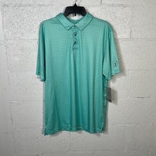 Pga Tour Men's Plaid Print Short-Sleeve Performance Polo Shirt cockatoo large