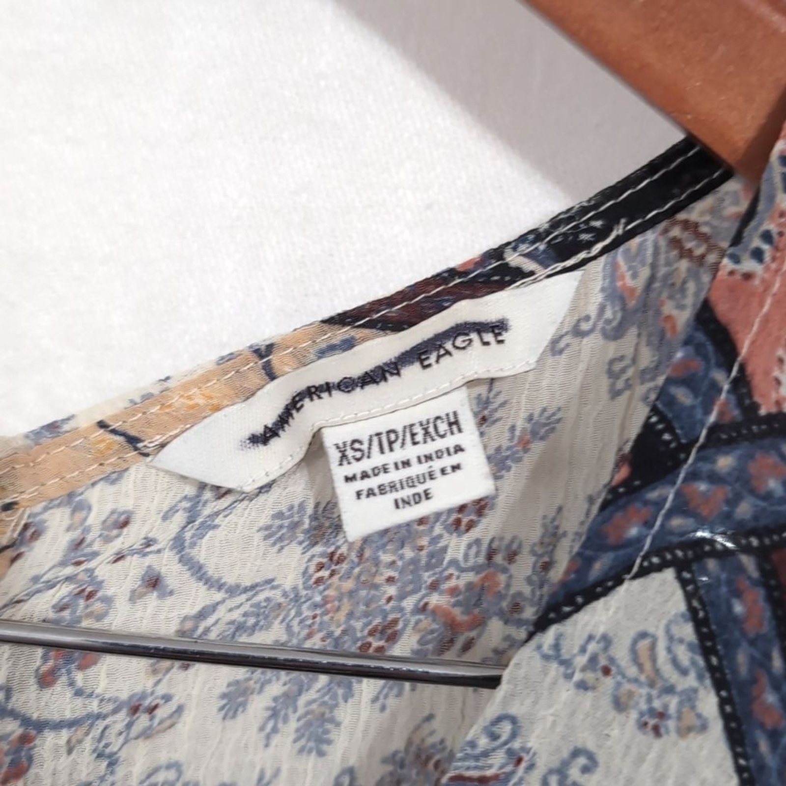 American Eagle Patchwork Print Tiered Square Neck… - image 3