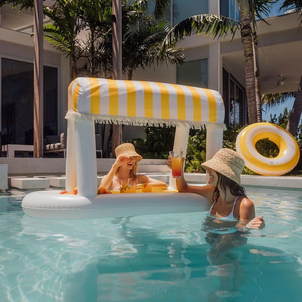 FUNBOY Giant Floating Cabana Stripe Drink Station, Removable