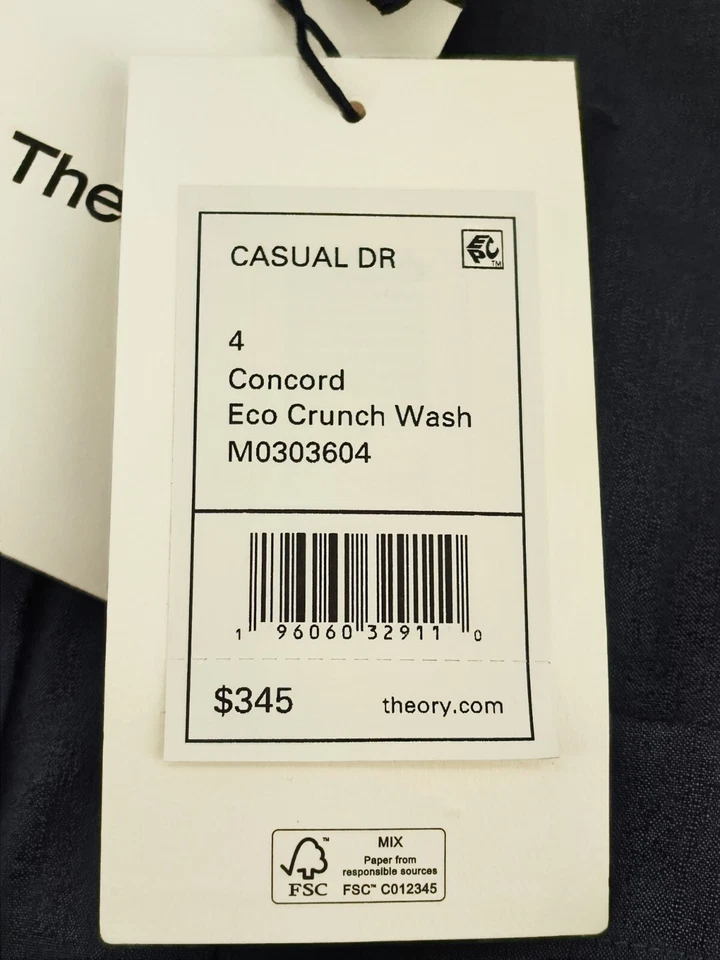 Vestido Camisa Theory Feminino Mescla de Linho Clássico Azul Marinho com Cinto Tamanho 4 - Imagem 4 de 4