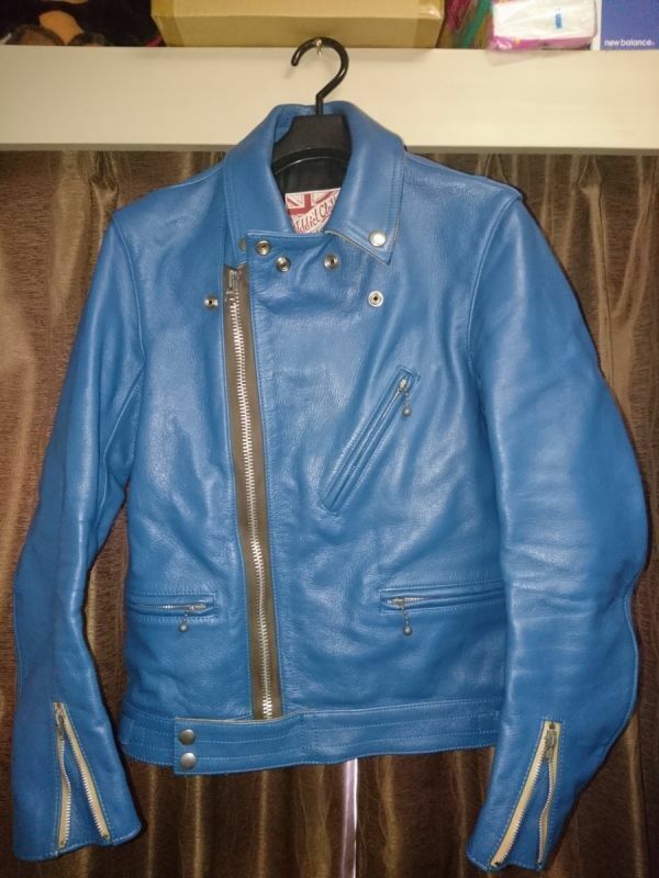 ADDICT CLOTHES Rider Motorcycle Jacket Kip Leather Turquoise 