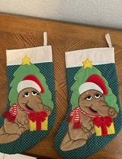 Sesame Street  2  Snuffleupagus Christmas Stockings 1988 Applause Sesame Street 