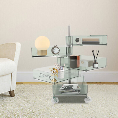 5 Tier Rotating Storage Cabinet W/ Wheels 360-Degree Swivel Design 5-Drawers