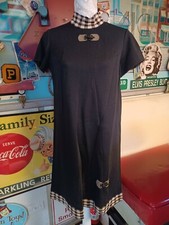True Vtg Mid-century Modern 1960s Mod Shift A-line Dress Plaid Buckles Go-Go MCM