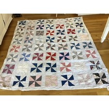 Vintage Pinwheel HANDSEWN Quilt 79 x 88