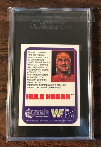1991 MERLIN WWF HULK HOGAN #61 ITALIAN SGC 8.5 GREAT APPEAL - Picture 2 of 2