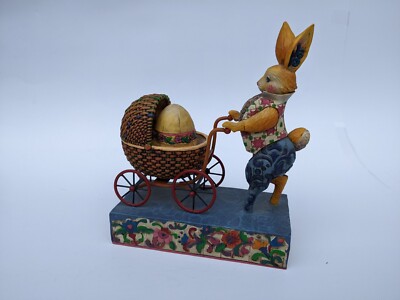 Jim Shore  You're A Good Egg  Easter Bunny Pushing Stroller Figurine NIB