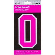 5 Inch Pink Number Transfer Iron-On 0, New