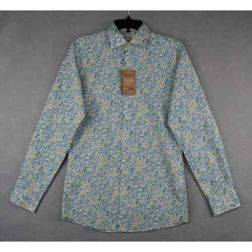 Bar III Slim Fit Stretch Shirt Men's Small 14-14.5 Organic Cotton Floral Print - Picture 2 of 10