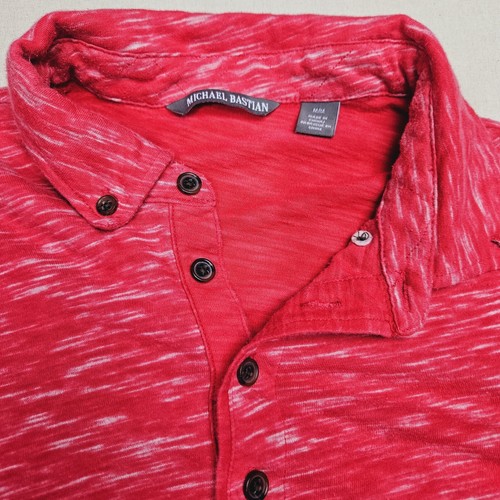 Michael Bastian Long Sleeve Red White Heathered Size Medium 100% Cotton READ DES - Picture 2 of 10