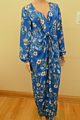New Lipsy Floral Blue Lily Twist Front Maxi Dress Sz UK 8 | eBay