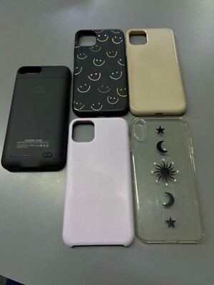 Lot of 5 iphone 11 pro max cases! Charging case, purple, nude, smiley face & sun