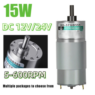 15W CW/CCW Reducer Gear Motor DC12V/24V 5-600r/min Slow Speed Gearboxes Motor