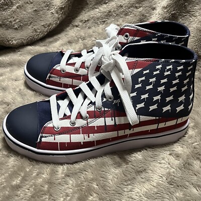 NEW Heelys Hustle American Flag Canvas Sneaker Shoes Hi Top Men Sz **NO  WHEELS