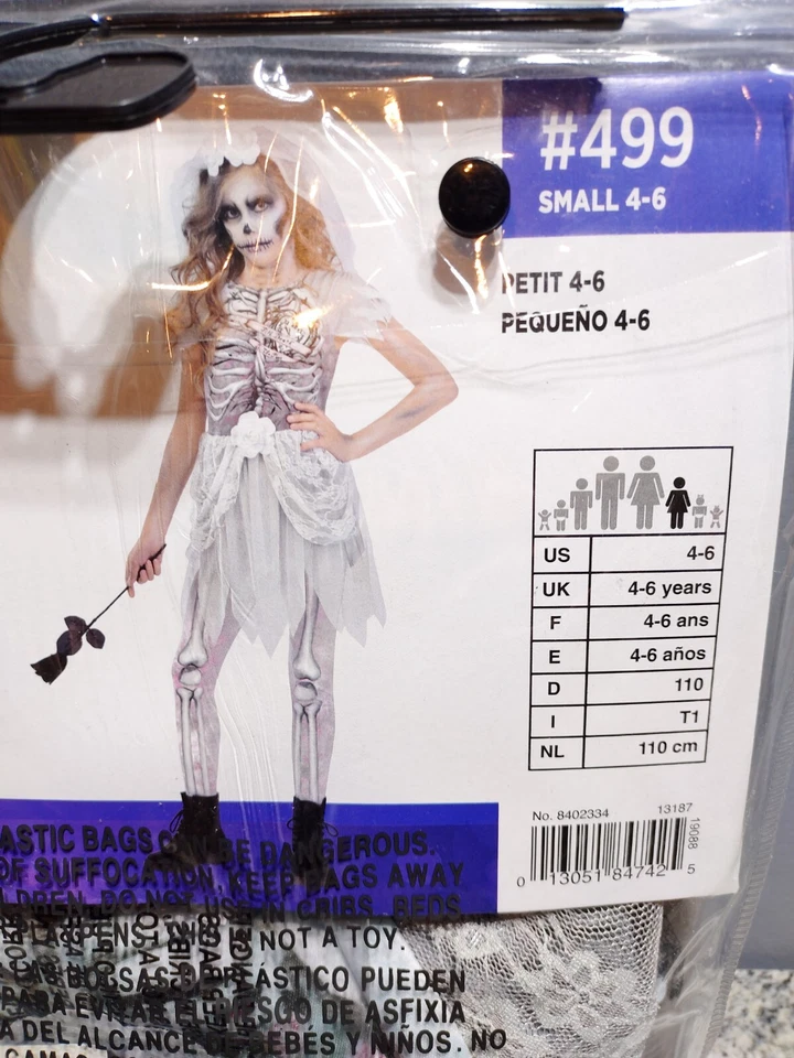 Хэллоуин костюм скелет невесты 3 изделия - девочек маленький 4-6 Бесплатная доставка - Изображение 3 из 3