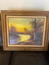 Autumn, Landscaping by GUIRIO TMAN Oil on canvas vintage 27x23