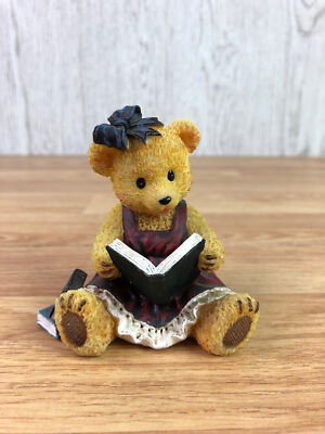 Teddybär Figur sitzend liest ein Buch 3 Zoll groß 