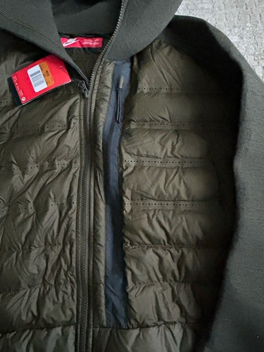 NWT Nike Tech Fleece Aeroloft 800 Goose Down Puffer Jacket Olive Hoodie 2XL - Picture 5 of 7