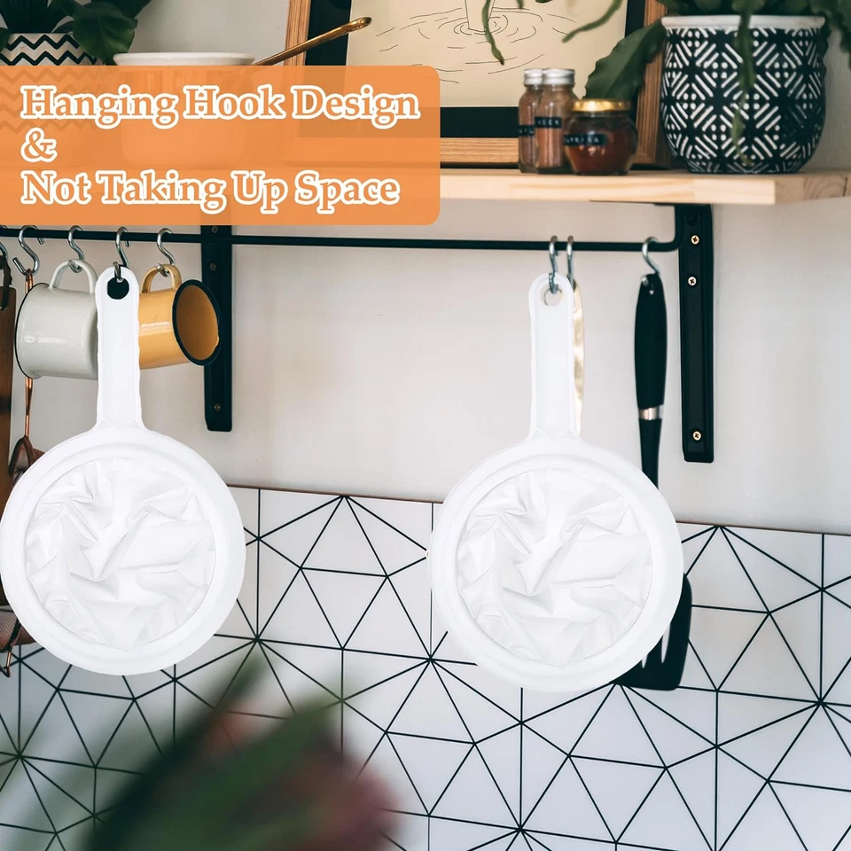 Filtro Fine, Filtro Di Nylon Con La Maniglia 200 Mesh Hair Strainer Kitchen Ultr - Immagine 3 di 4