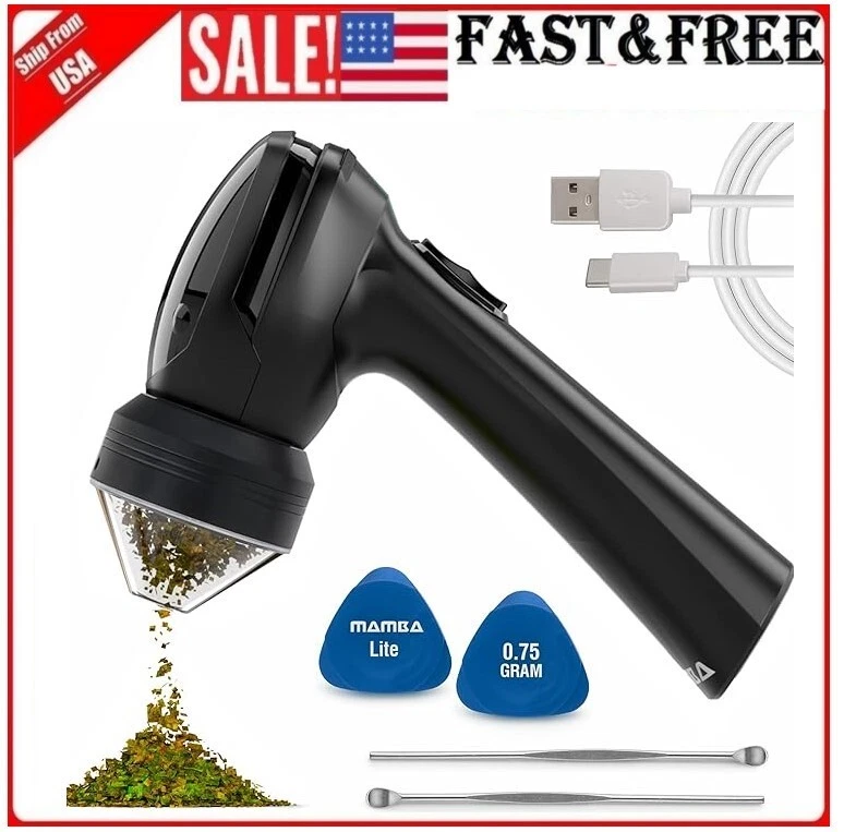 USB Electric Herb Grinder 20X Faster Than Manual Hand 0.75g Black For Kitchen